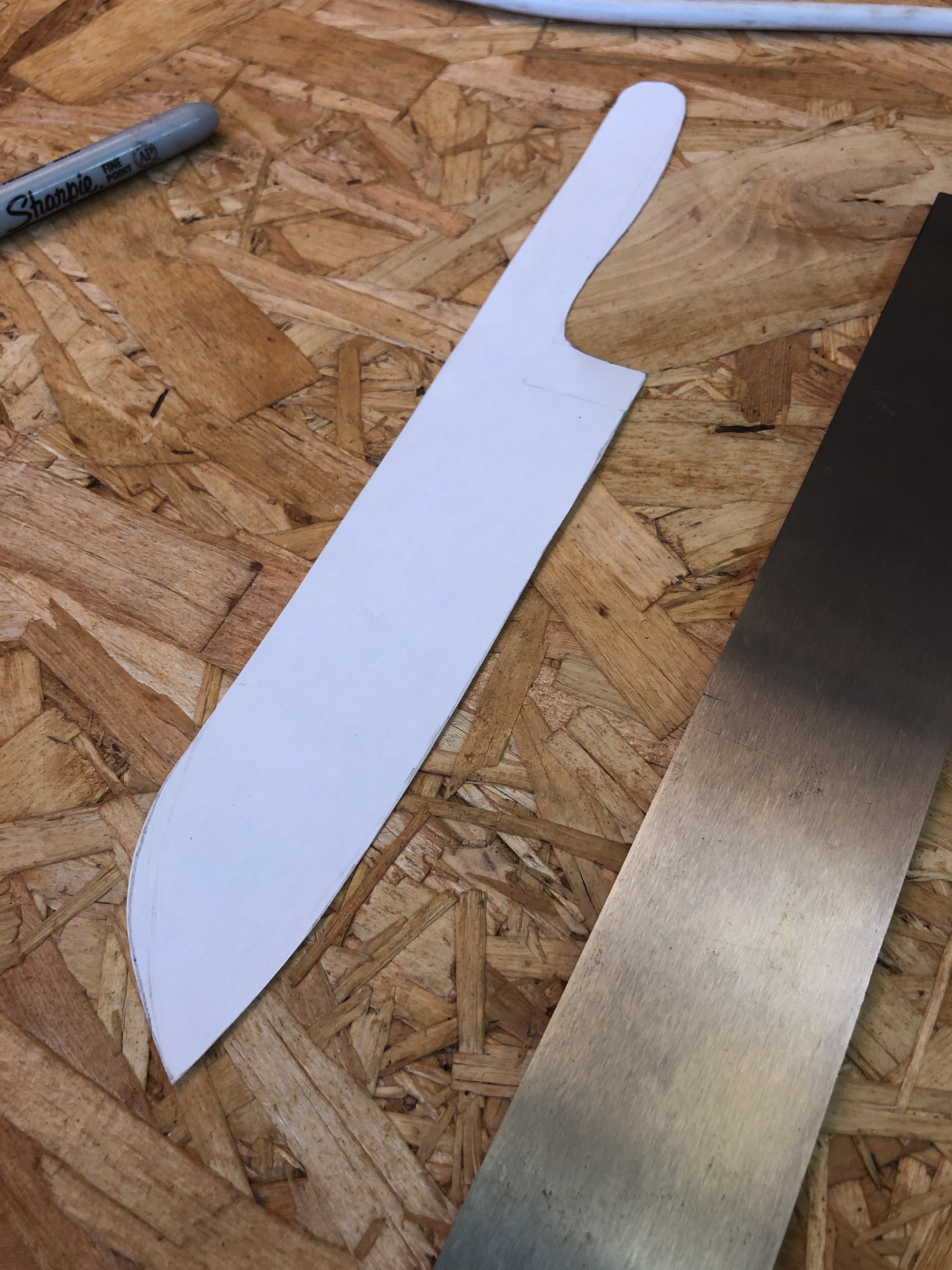 paper template of the knife shape